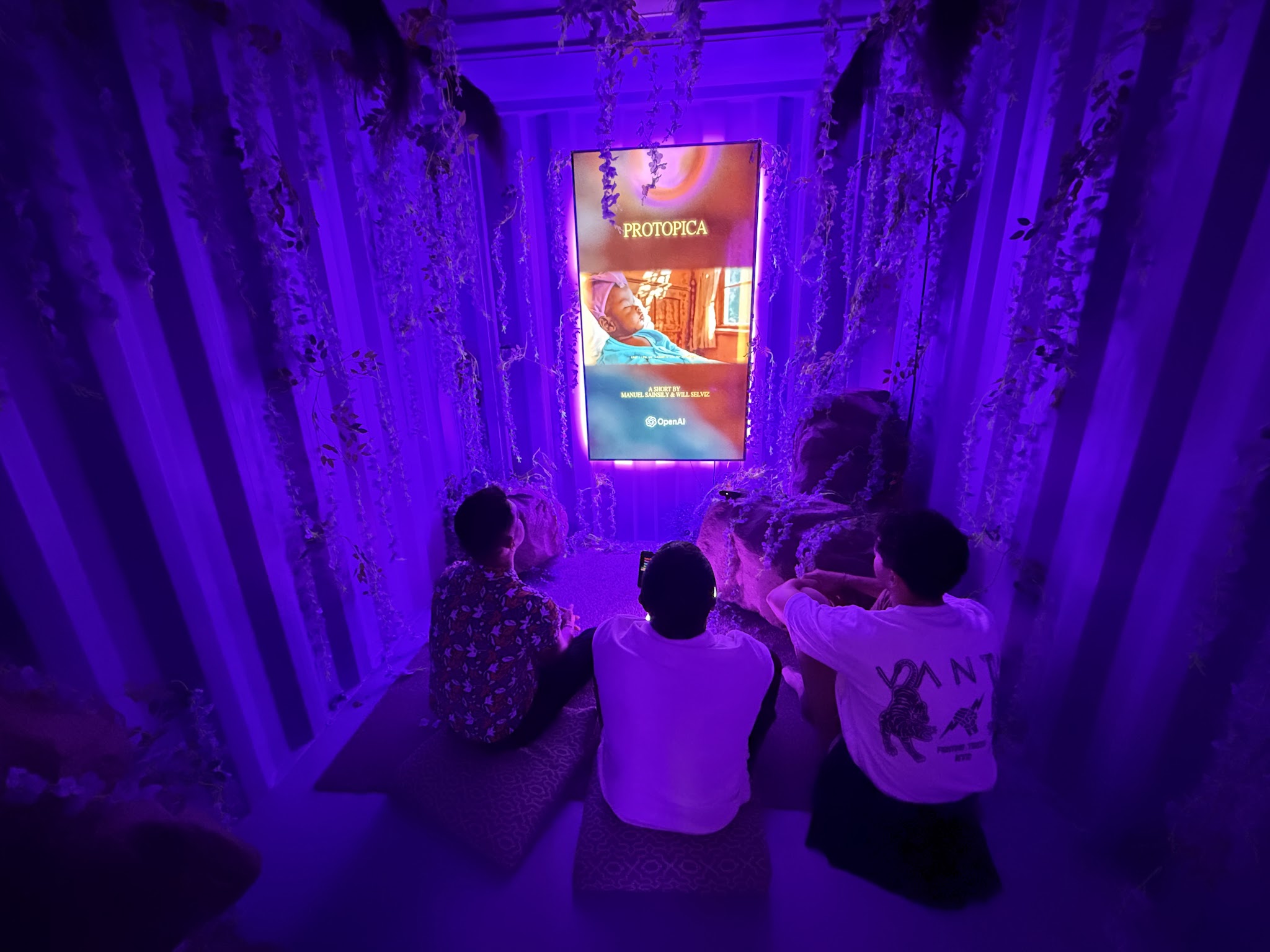 Visitors experiencing the Protopica installation at VIFF Signals in Vancouver