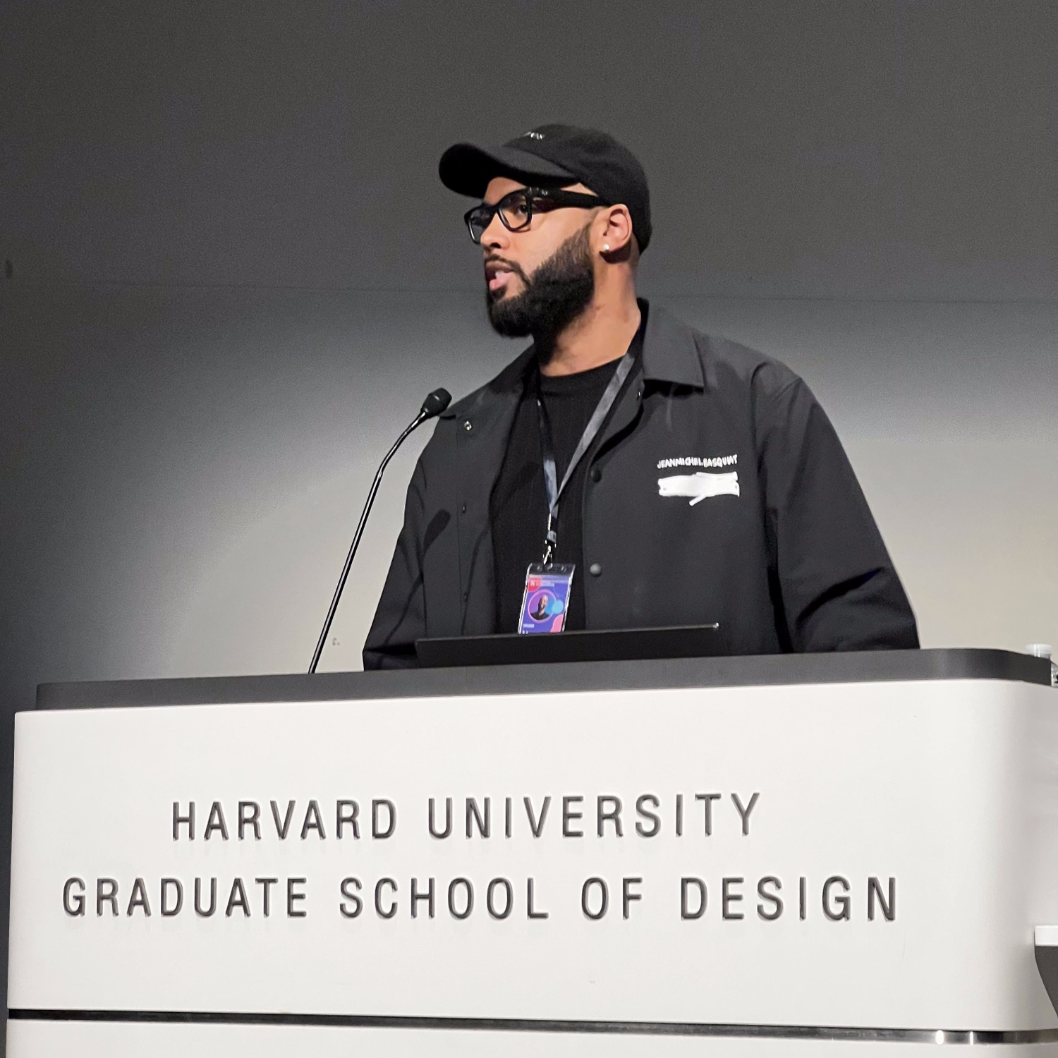 Manuel lecturing at the Harvard Graduate School of Design